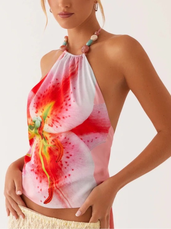 Peppermayo Tops - Peppermayo Pink, Red & Yellow Floral Halter Tank